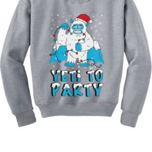 Yeti To Party Yeti Funny Santa Christmas Sweatshirt Sweatshirt Gray S