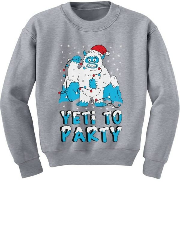 Yeti To Party Yeti Funny Santa Christmas Sweatshirt Sweatshirt Gray S