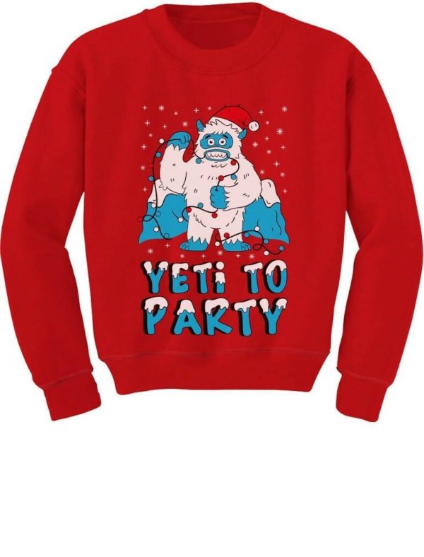 Yeti To Party Yeti Funny Santa Christmas Sweatshirt Sweatshirt Red S