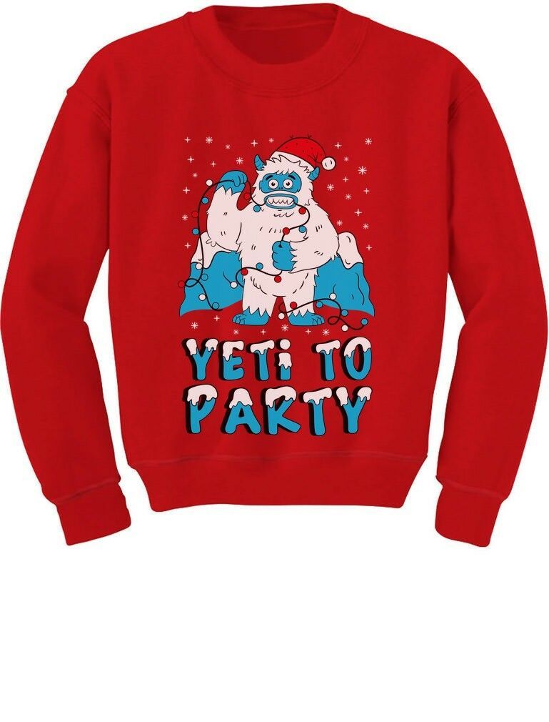 Yeti To Party Yeti Funny Santa Christmas Sweatshirt Style: Sweatshirt, Color: Red