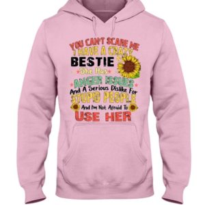 You can't scare me I have a crazy bestie she has anger issues shirt Hooded Sweatshirt Light Pink S