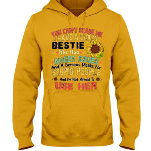 You can't scare me I have a crazy bestie she has anger issues shirt Hooded Sweatshirt Yellow S