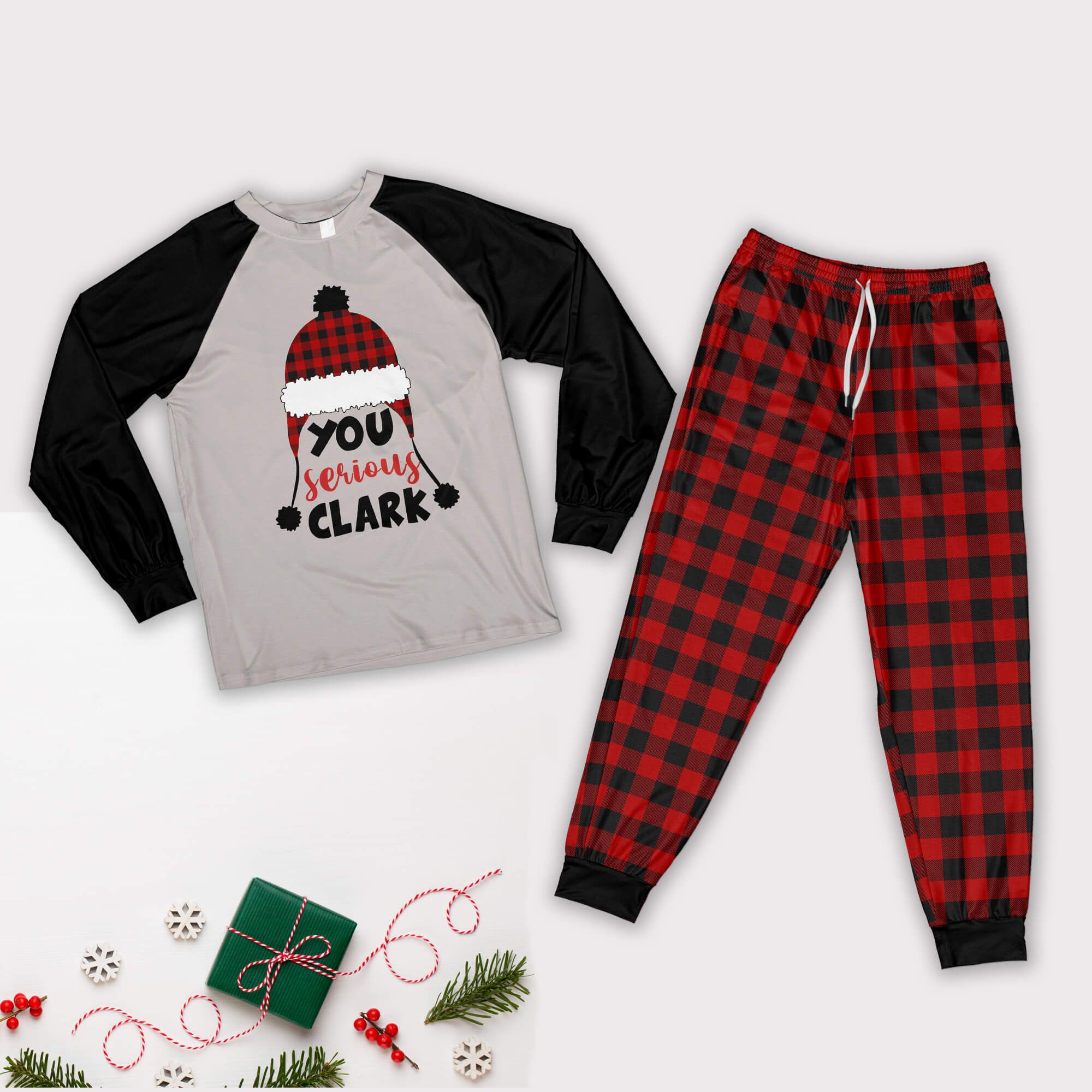 You Serious Clark Family Christmas Pajamas Set Pajamas Shirt Black XS