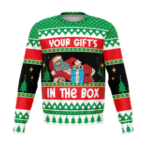 Your Gift Is In The Box Santa's Gift 3D Christmas Sweater AOP Sweater Green S