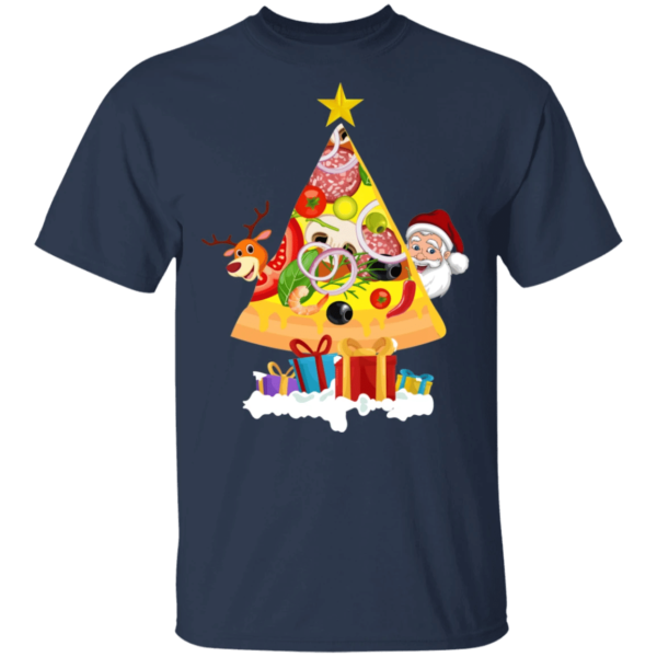 Yummy Pizza Funny Santa Pizza Lover T-Shirt Unisex T-Shirt Navy S
