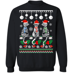 Zentangle Cat Santa Ugly Christmas Sweatshirt Sweatshirt Black S