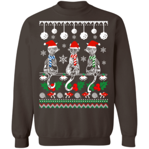 Zentangle Cat Santa Ugly Christmas Sweatshirt Sweatshirt Dark Chocolate S