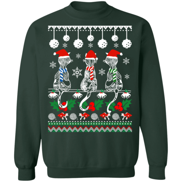 Zentangle Cat Santa Ugly Christmas Sweatshirt Sweatshirt Forest Green S