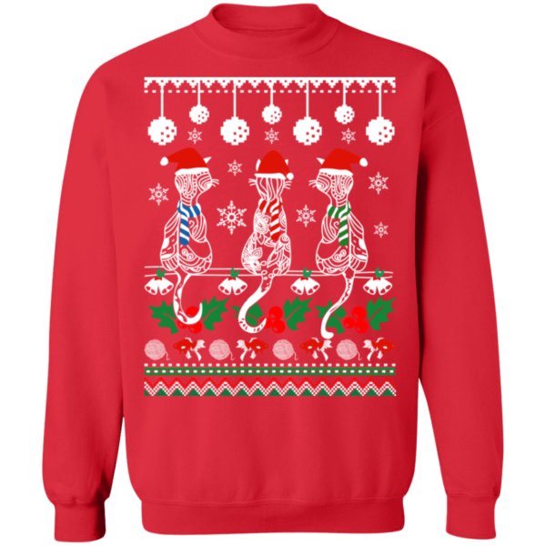 Zentangle Cat Santa Ugly Christmas Sweatshirt Sweatshirt Red S