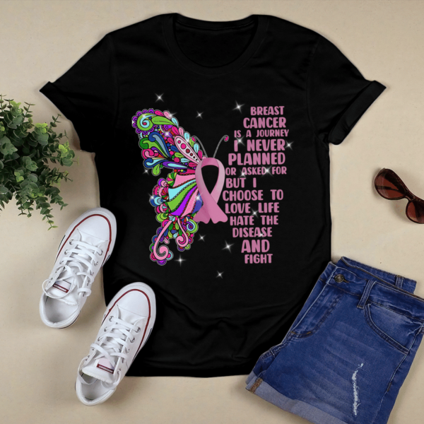 Breast Cancer Butterfly Breast Cancer Is A Journey Shirt Product Photo