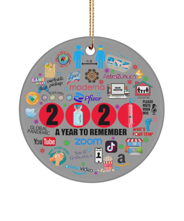 2021 Year In Review Ornament A Year To Remember Christmas Circle Ornament Circle Ornament Gray 1-pack