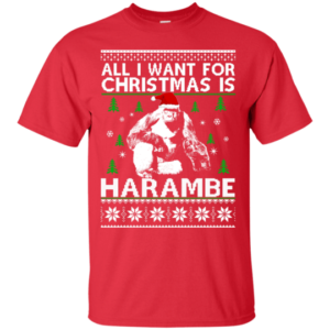 All I Want For Christmas Is Harambe Christmas Shirt Unisex T-Shirt Red S