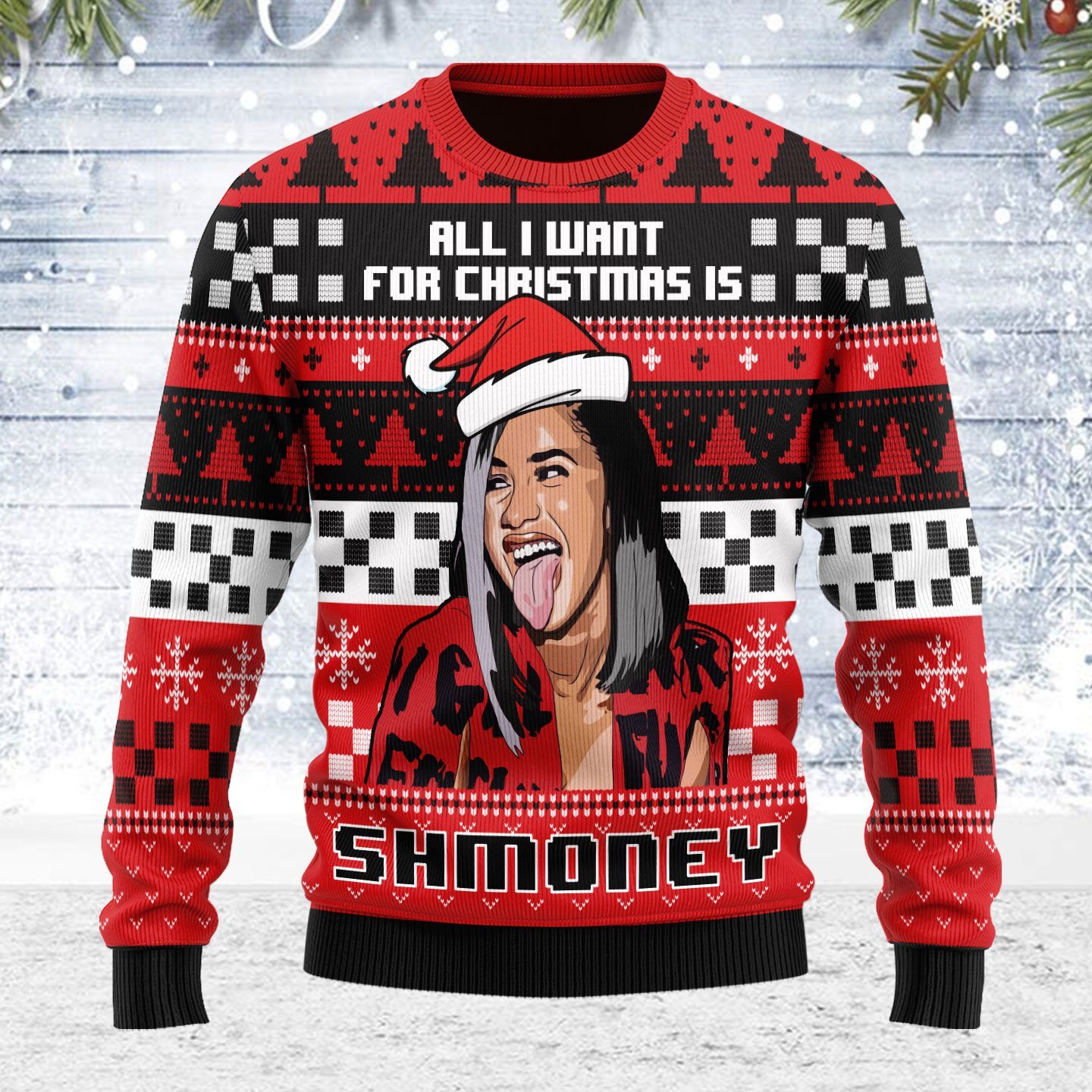 All I Want For Christmas Is Shmoney Christmas 3D Sweater AOP Sweater Red S