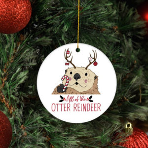 All Of The Otter Reindeer Christmas Circle Ornament product photo 1