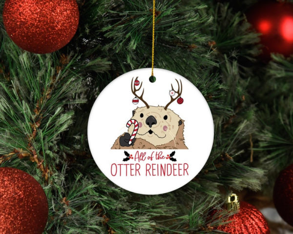 All Of The Otter Reindeer Christmas Circle Ornament product photo 1