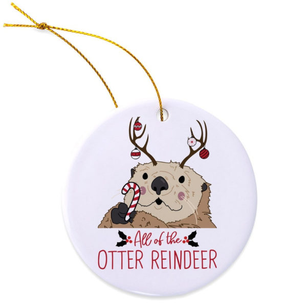 All Of The Otter Reindeer Christmas Circle Ornament product photo 2