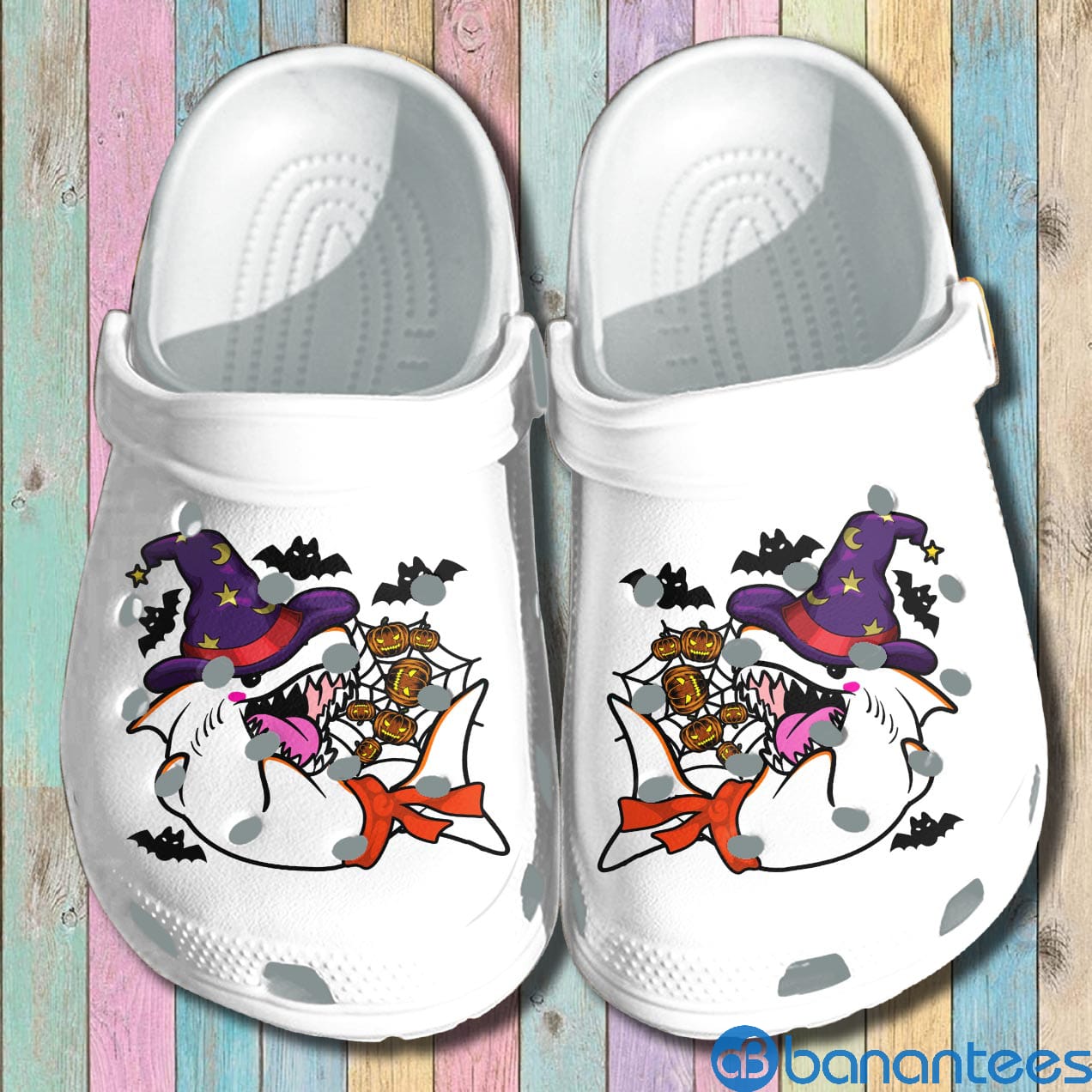 Angry Shark Witch Custom Clog Shoess - Happy Halloween Outdoor Clog Shoess Birthday Gift For Men Women