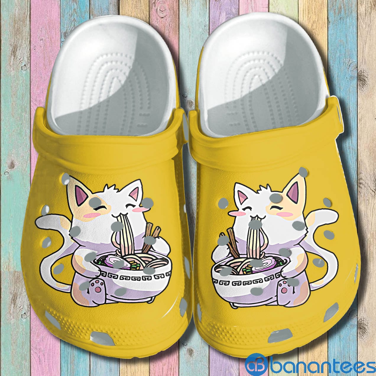 Anime Cat Cute Clog Shoess Funny - Manga Cat Noodle Japan Custom Clog Shoess Gifts For Girl Women