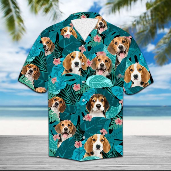 Beagle Lover Beagle Hawaii Shirt Short-Sleeve Hawaiian Shirt Blue S
