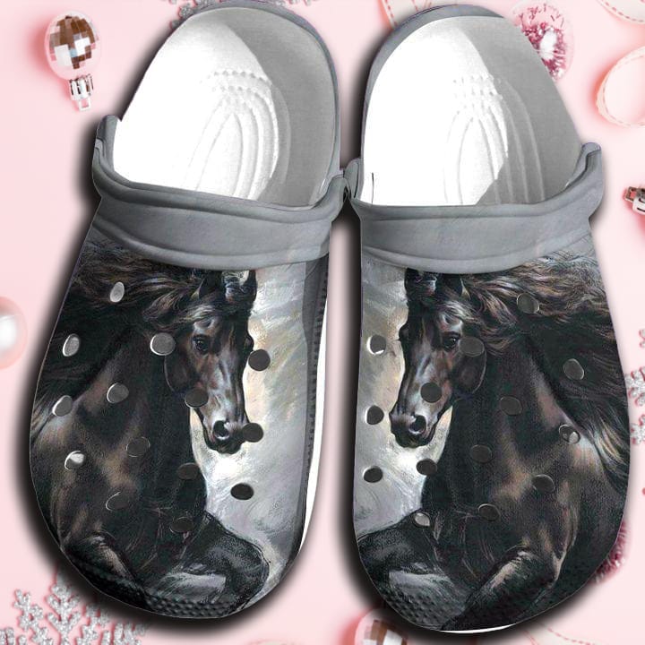 Beautiful Black Horse Clog Shoes For Men And Women