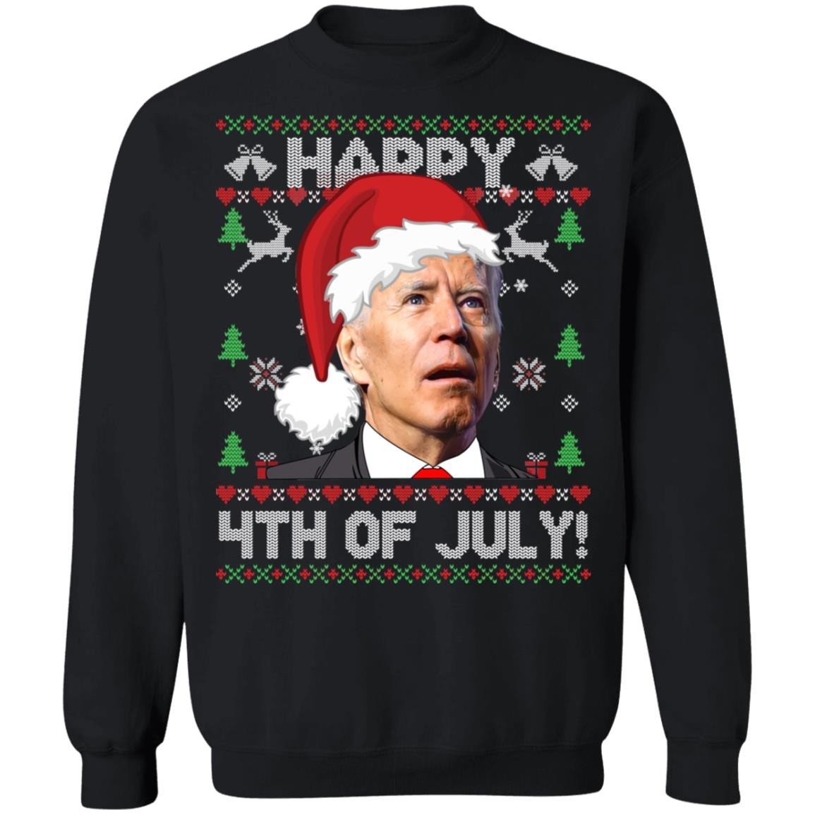 Biden Happy 4th Of July Christmas Sweatshirt Crewneck Sweatshirt Black S