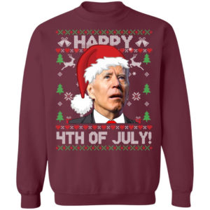 Biden Happy 4th Of July Christmas Sweatshirt Crewneck Sweatshirt Maroon S