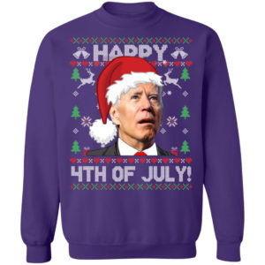 Biden Happy 4th Of July Christmas Sweatshirt Crewneck Sweatshirt Purple S