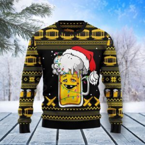 Big Cup Beer Xmas Ugly Christmas Sweater AOP Sweater Black S