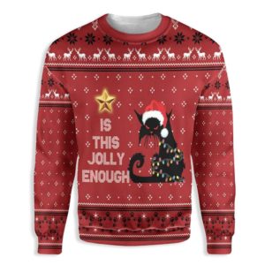 Black Cat Is This Jolly Enough 3D Sweater AOP Sweater Red S