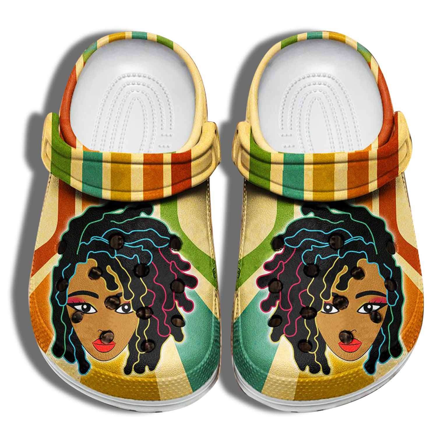 Black Girl Hair Juneteenth Africa Culture Clog Shoes Clog Shoes Black W6/M4 (EU36)
