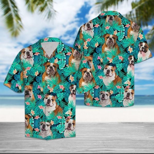 Bulldog Hawaiian Shirt - Short-Sleeve Hawaiian Shirt - Green
