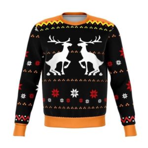 Couple Reindeer Ugly Christmas Sweater AOP Sweater Black S