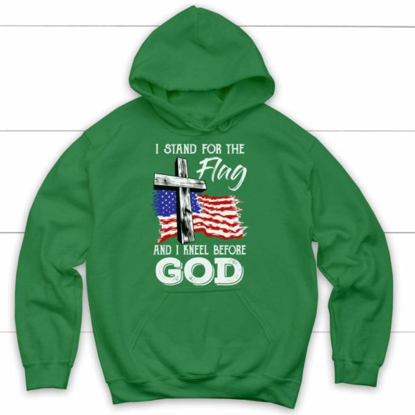 Cross I Stand For The Flag And I kneel Before God Hoodie Product Photo