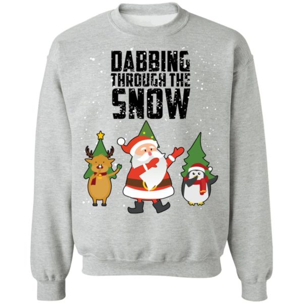 Dabbing Through The Snow Santa Christmas Shirt Crewneck Pullover Sweatshirt Sport Grey S