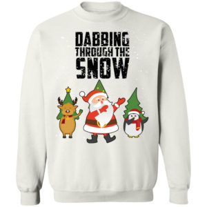 Dabbing Through The Snow Santa Christmas Shirt Crewneck Pullover Sweatshirt White S