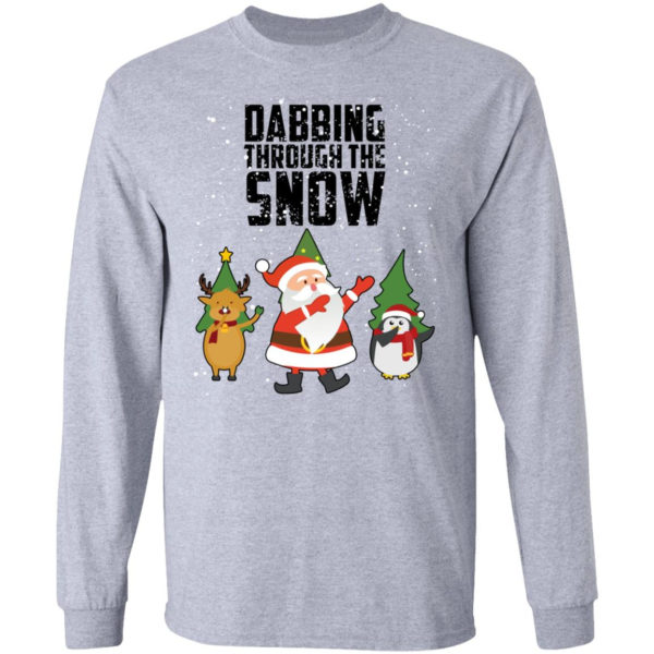 Dabbing Through The Snow Santa Christmas Shirt LS Ultra Cotton T-Shirt Sport Grey S