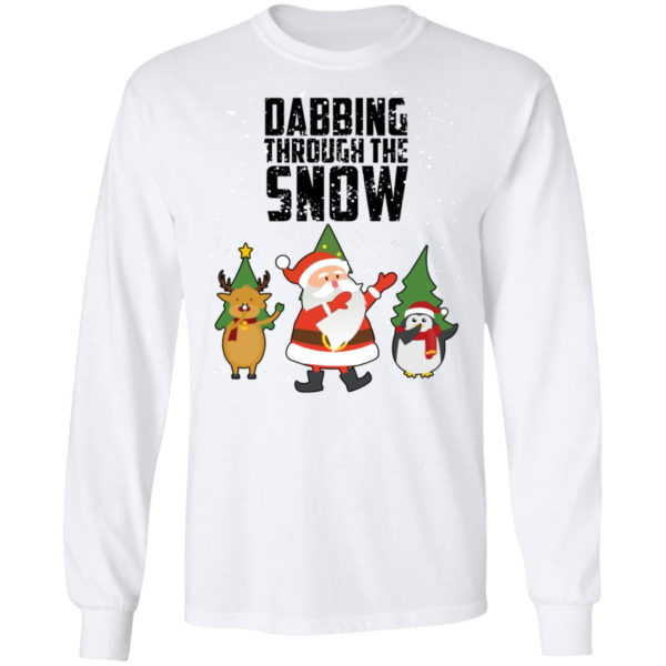 Dabbing Through The Snow Santa Christmas Shirt LS Ultra Cotton T-Shirt White S