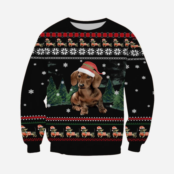 Dachshund Santa Dachshund Lover Christmas Gift All Over Print 3D Shirt 3D Sweatshirt Black S