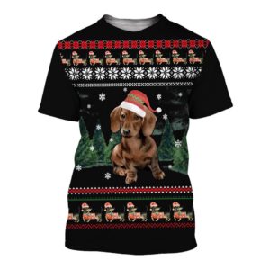 Dachshund Santa Dachshund Lover Christmas Gift All Over Print 3D Shirt 3D T-Shirt Black S
