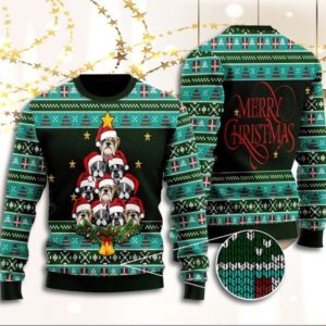 Dog Tree Star Merry Christmas ugly Sweater AOP Sweater Black S