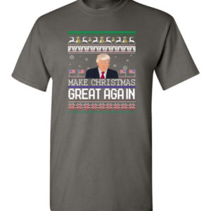 Donald Trump American Flag Make Christmas Great Again Christmas Shirt Unisex T-Shirt Charcoal S