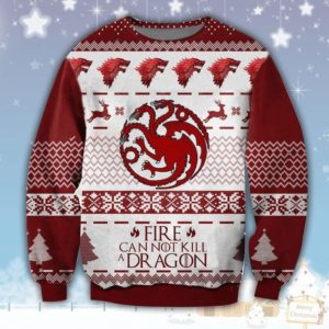 Fire Cannot Kill A Dragon Christmas Sweater AOP Sweater Red S