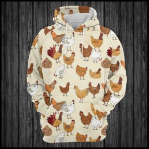 Funny Chicken Farm Chicken Family 3D Hoodie All Over Print 3D Hoodie Yellow S