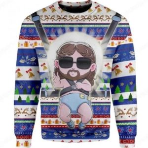 Funny Christmas Baby Jesus Gift Christmas Sweater AOP Sweater Blue S
