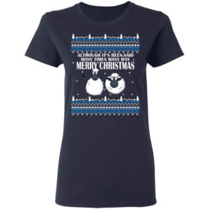 Funny Christmas Couple Sheep Christmas Shirt Ladies T-Shirt Navy S