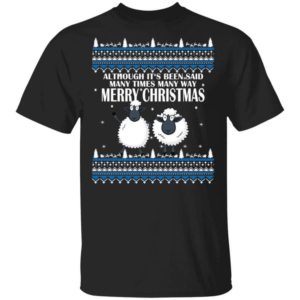 Funny Christmas Couple Sheep Christmas Shirt Unisex T-Shirt Black S