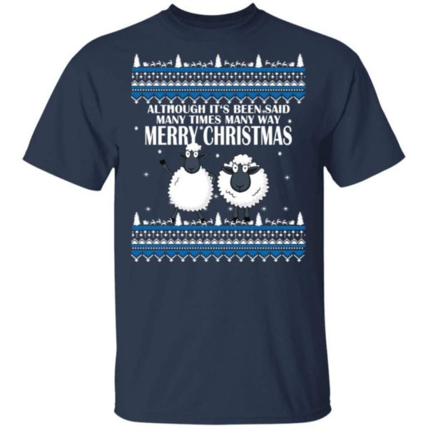 Funny Christmas Couple Sheep Christmas Shirt Unisex T-Shirt Navy S