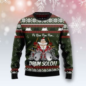 Funny Santa Pa Rum Pum Pum Drum Solo!! Christmas Sweater AOP Sweater Forest Green S