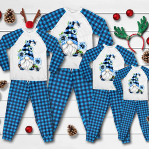 Gnome Flower Christmas Gift Pajamas Set Kid Pajamas Set Blue 2Y