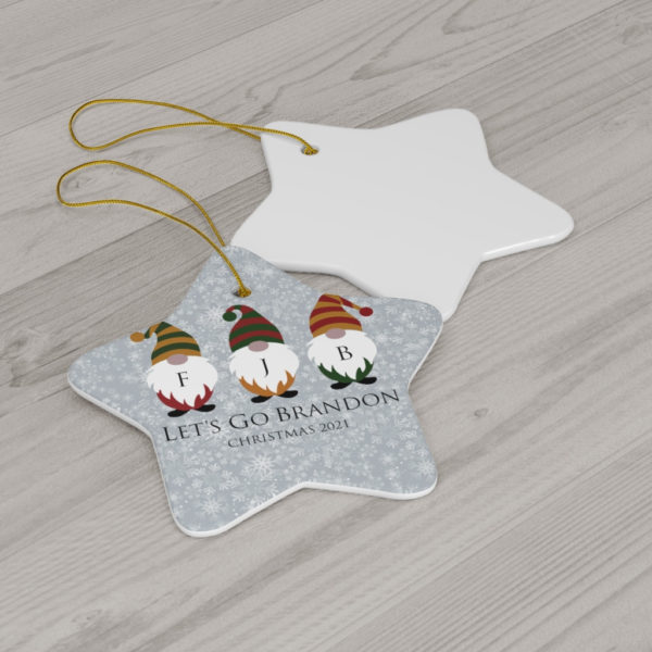 Gnomes Family Let’s Go Brandon Christmas 2021 Ceramic Ornaments product photo 1